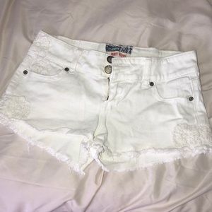 White jean shorts